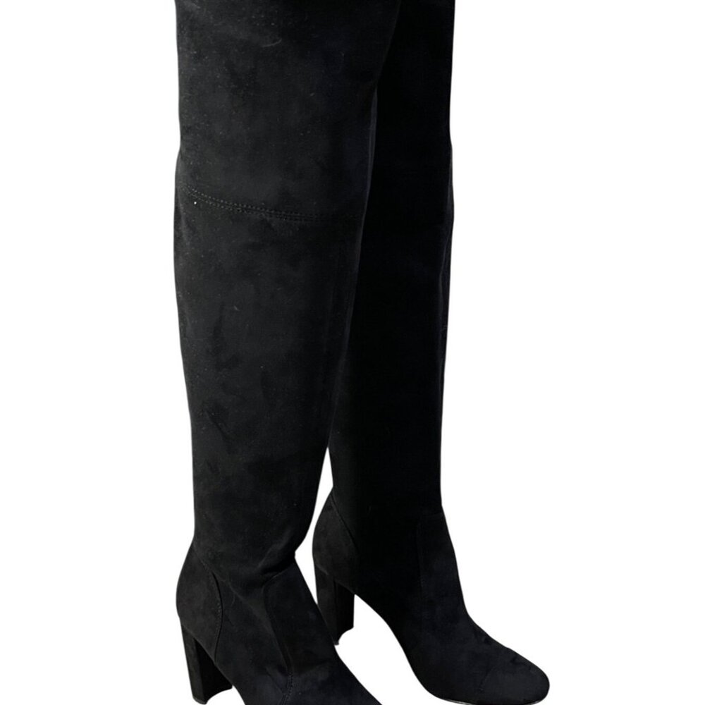 Ann Taylor OTN Faux Suede Boots Heels Size 7.5 Black